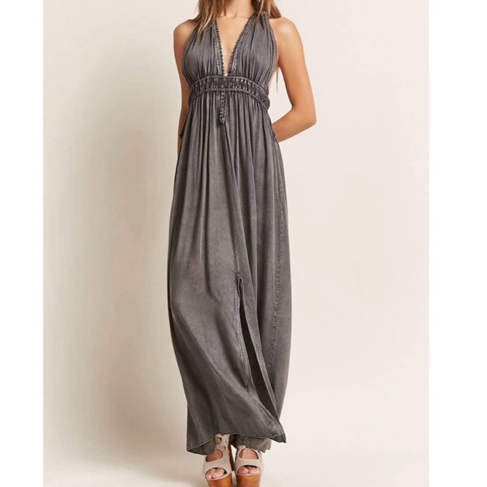 Boho Me Plunging Halter Maxi Dress